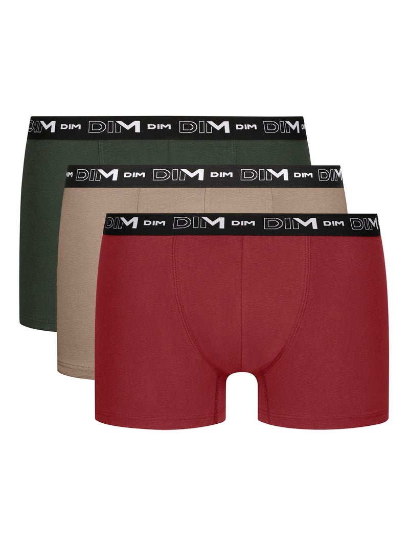 Lot de 3 Boxers Coton Strech Rose framboise - Kiabi