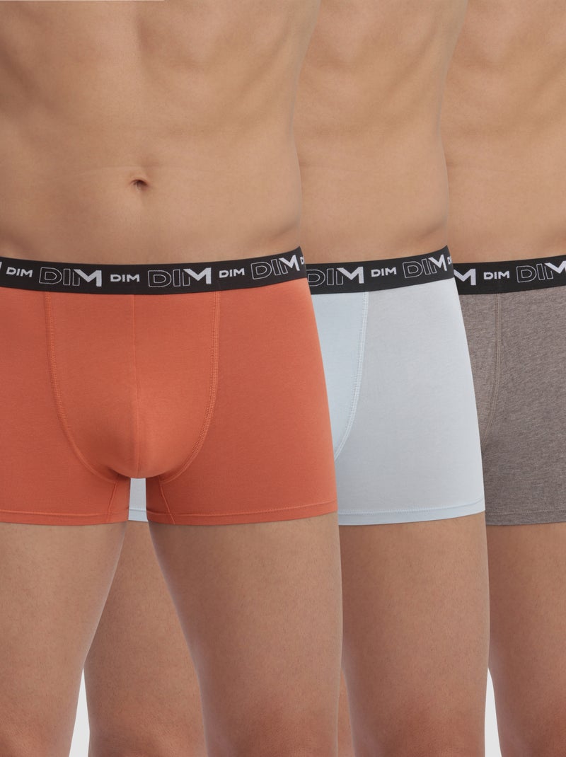 Lot de 3 Boxers Coton Strech Rouge brique - Kiabi