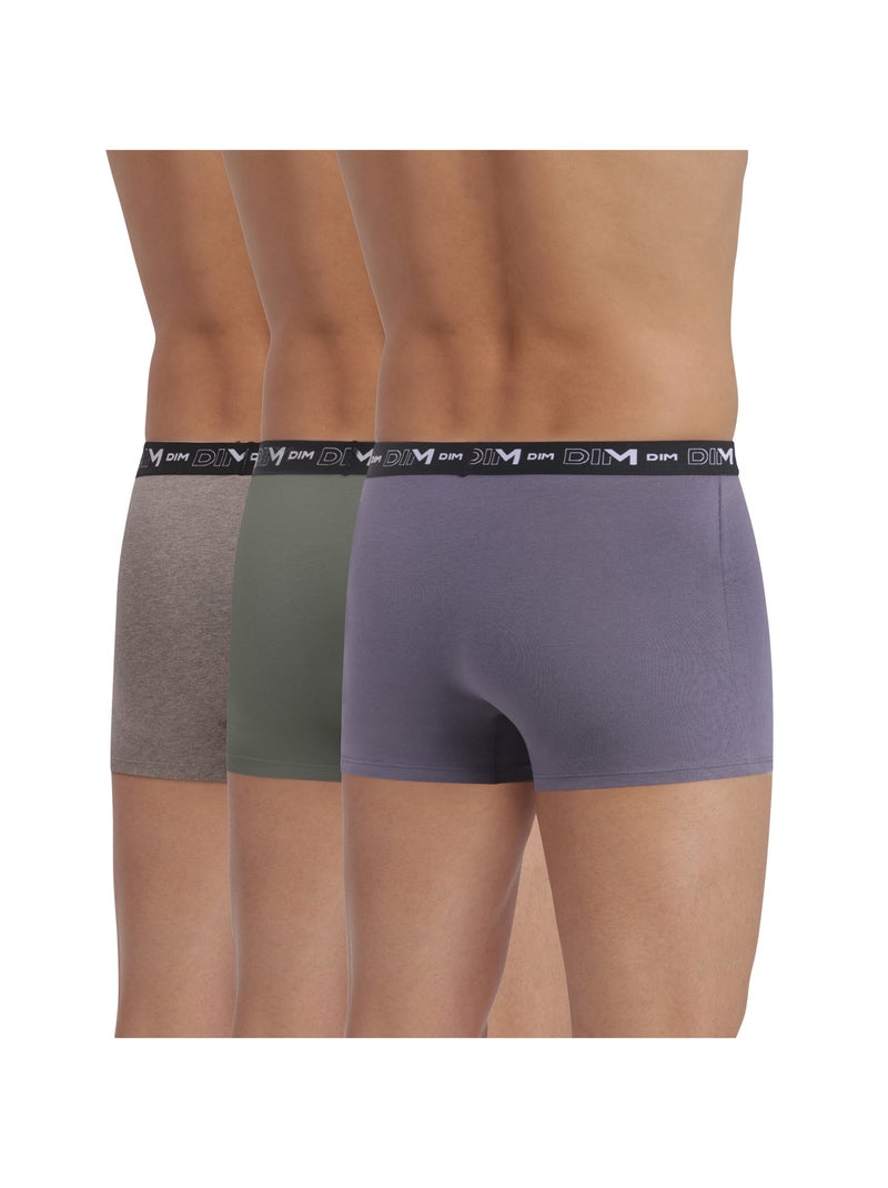 Lot de 3 Boxers Coton Stretch Bleu anthracite - Kiabi