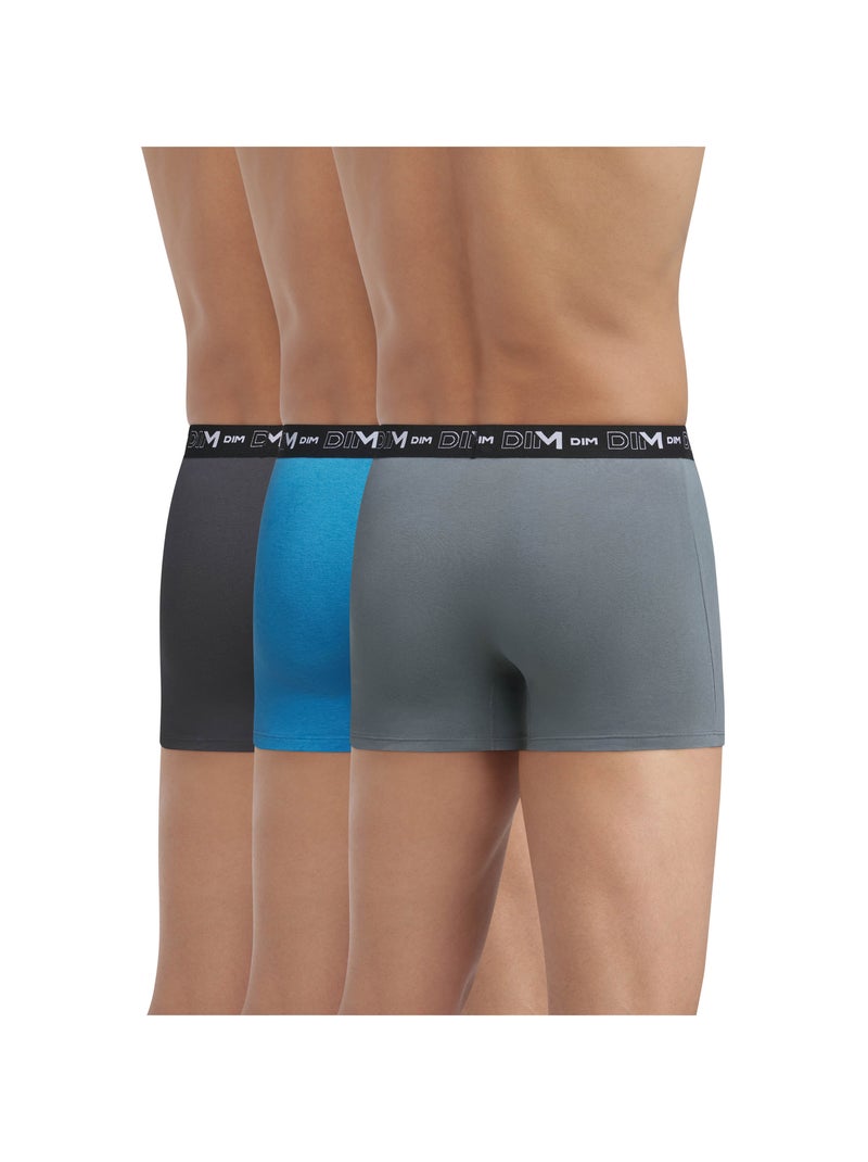 Lot de 3 Boxers Coton Stretch Bleu azur - Kiabi