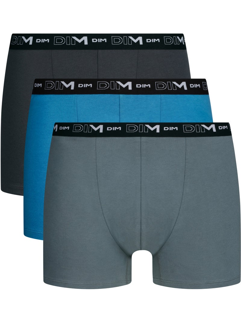 Lot de 3 Boxers Coton Stretch Bleu azur - Kiabi