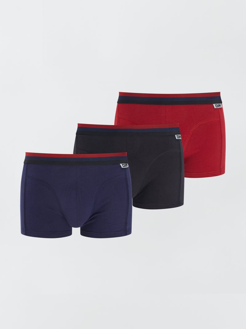 Lot de 3 boxers coton stretch 'DIM' Rouge - Kiabi