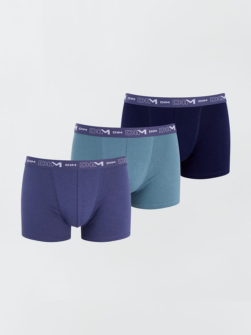 Lot de 3 boxers coton stretch 'DIM' vert/bleu/marine - Kiabi