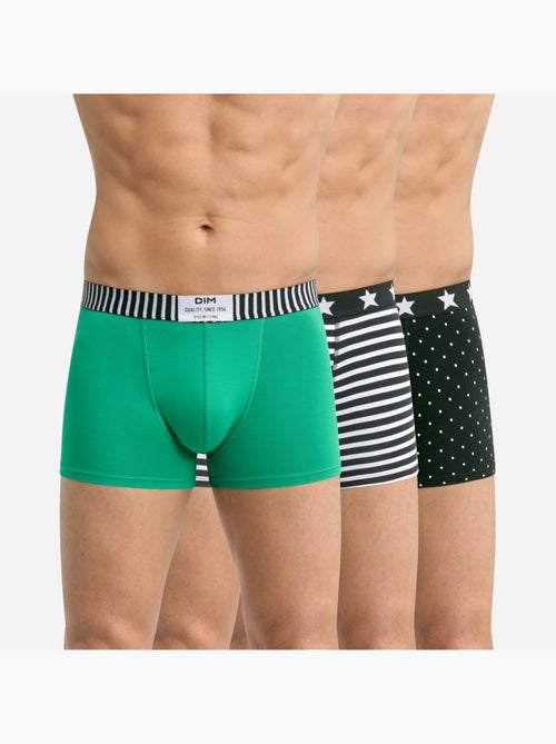 Lot de 3 boxers coton stretch imprimés Vibes - Kiabi Lot de 3 boxers coton stretch imprimés Vibes - Kiabi