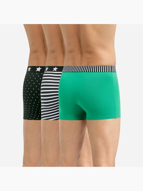 Lot de 3 boxers coton stretch imprimés Vibes - Kiabi Lot de 3 boxers coton stretch imprimés Vibes - Kiabi