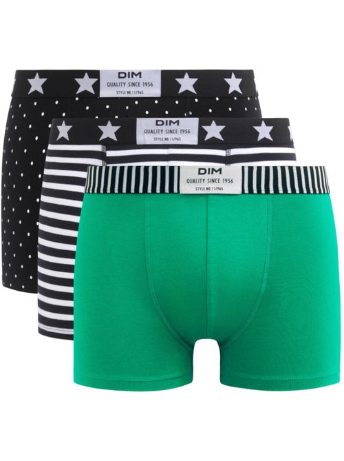 Lot de 3 boxers coton stretch imprimés Vibes - Kiabi Lot de 3 boxers coton stretch imprimés Vibes - Kiabi