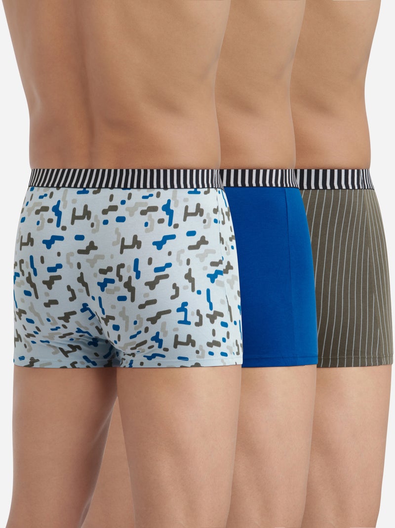 Lot de 3 boxers coton stretch imprimés Vibes Kaki - Kiabi