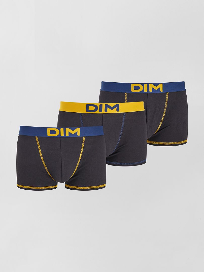 Lot de 3 boxers coton stretch Mix and colors 'DIM' jaune - Kiabi