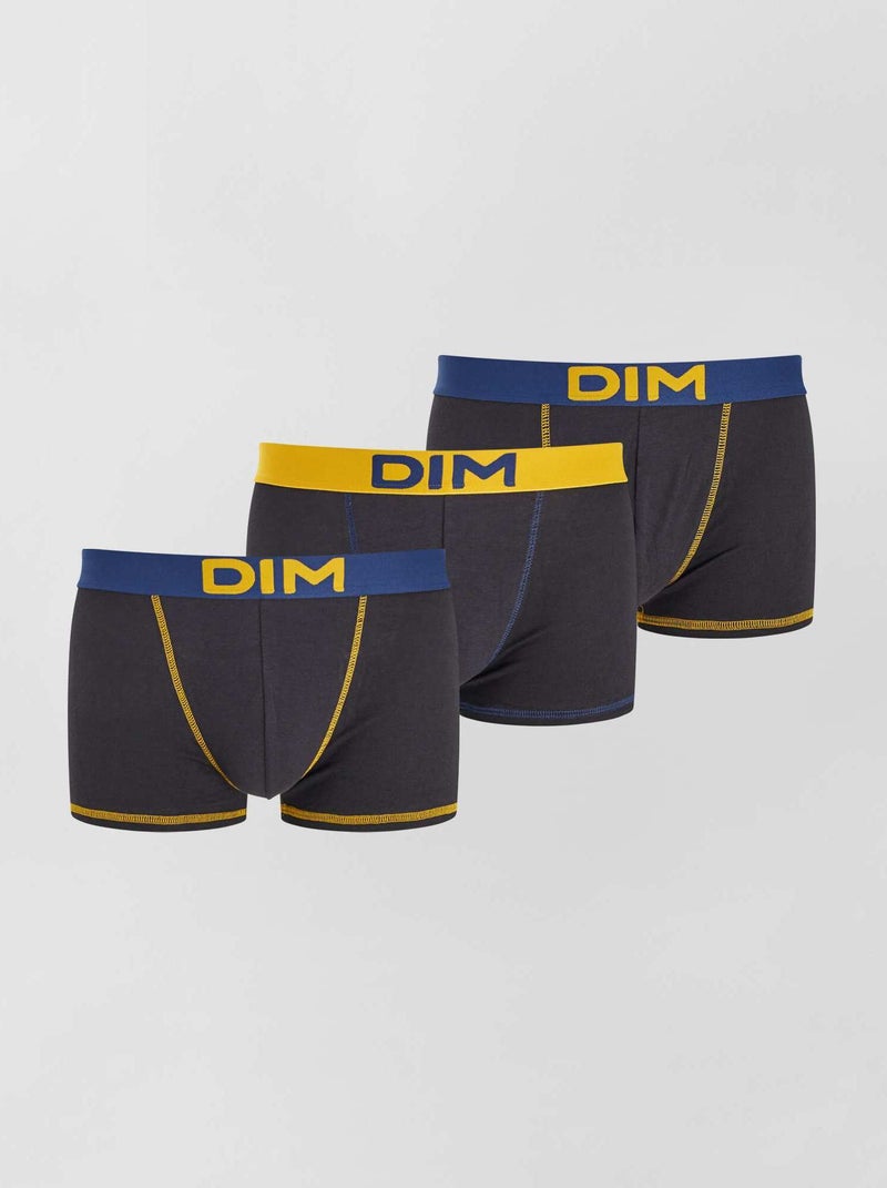 Lot de 3 boxers coton stretch Mix and colors 'DIM' jaune - Kiabi