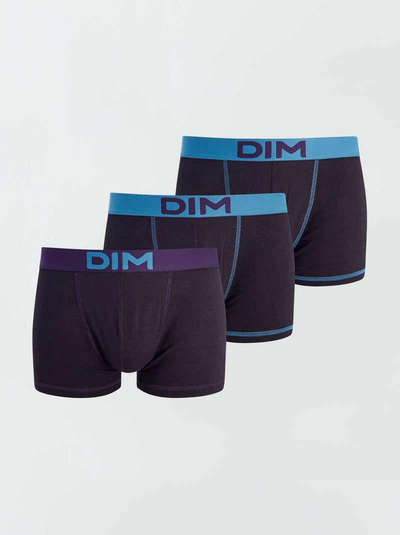 Lot de 3 boxers coton stretch Mix and colors 'DIM' noir - Kiabi