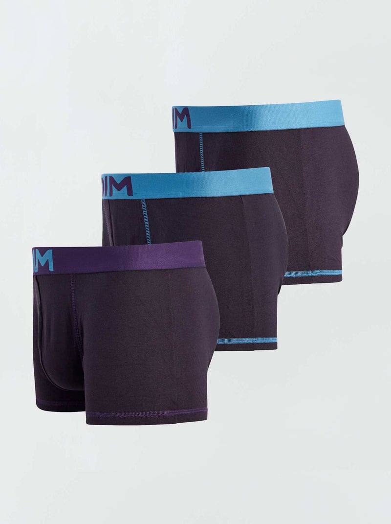 Lot de 3 boxers coton stretch Mix and colors 'DIM' noir - Kiabi