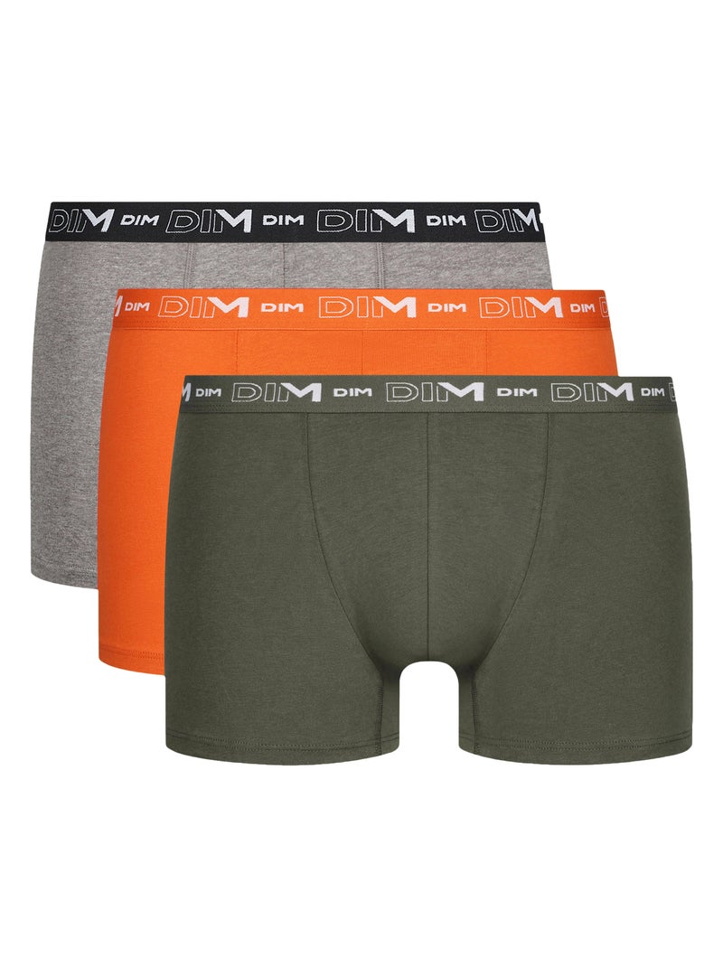 Lot de 3 Boxers Coton Stretch Orange - Kiabi