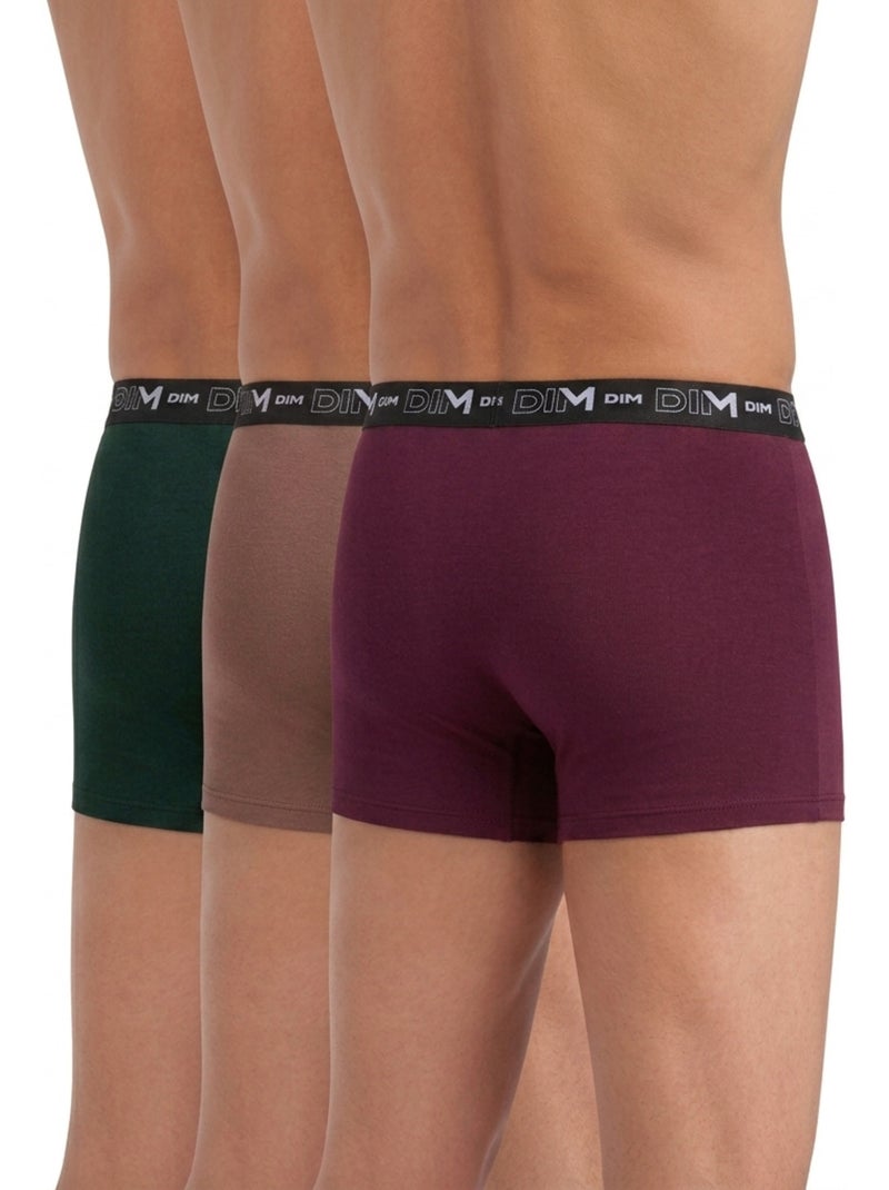 Lot de 3 Boxers Coton Stretch Rouge bordeaux - Kiabi