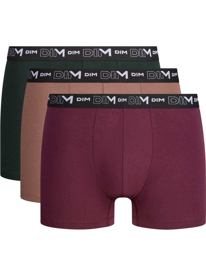 Lot de 3 Boxers Coton Stretch Rouge bordeaux - Kiabi