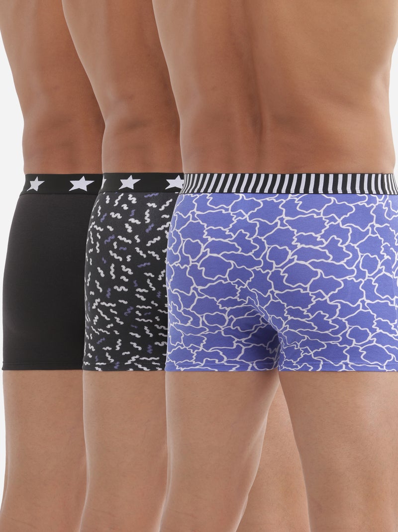 Lot de 3 Boxers Coton Stretch Vibes Bleu - Kiabi