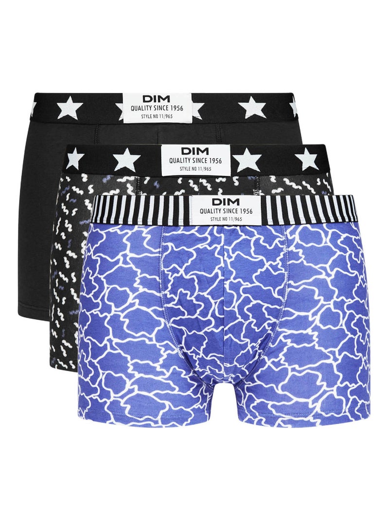 Lot de 3 Boxers Coton Stretch Vibes Bleu - Kiabi