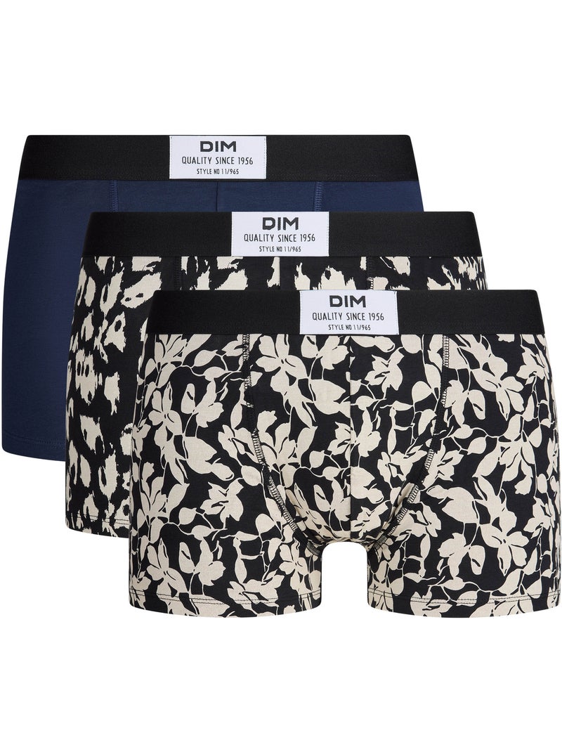 Lot de 3 Boxers Coton Stretch Vibes Bleu marine - Kiabi