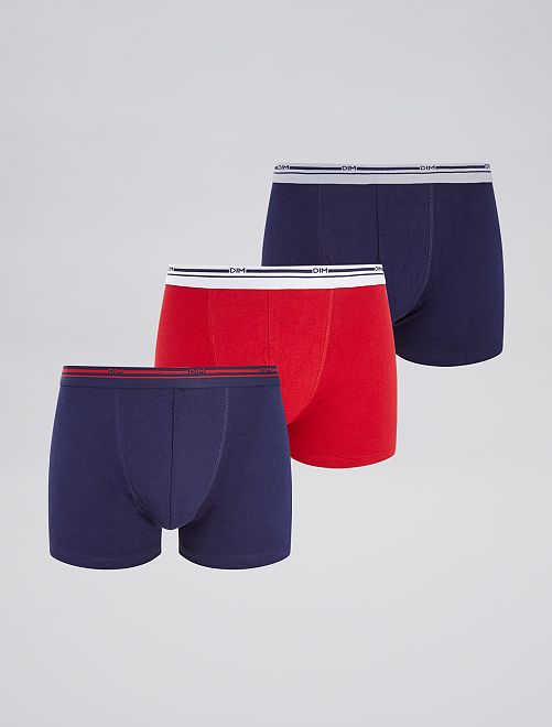 Lot de 3 boxers 'DIM'                                                     bleu/rouge 
