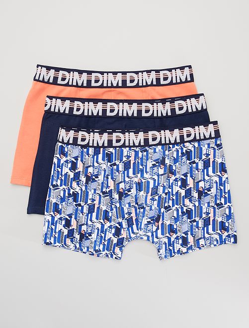 Lot de 3 boxers 'Dim' imprimés                                                                 bleu/marine/orange 
