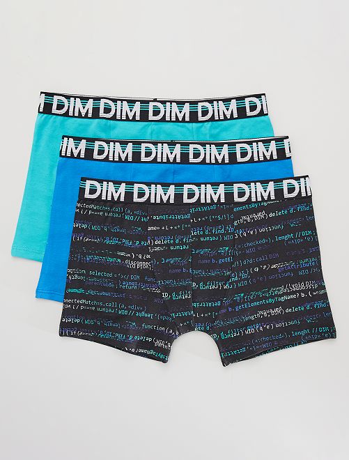 Lot de 3 boxers 'Dim' imprimés                                                                 noir/bleu/vert 
