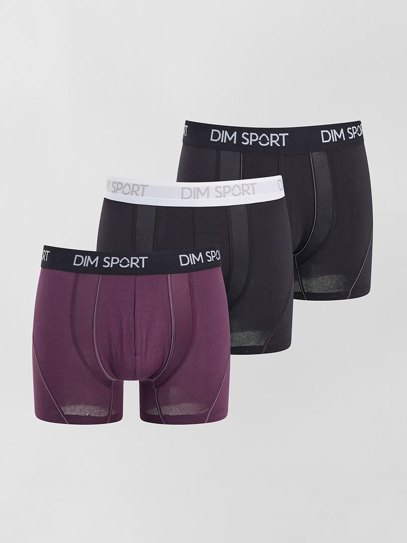 Lot de 3 boxers 'Dim sport' noir/violet - Kiabi