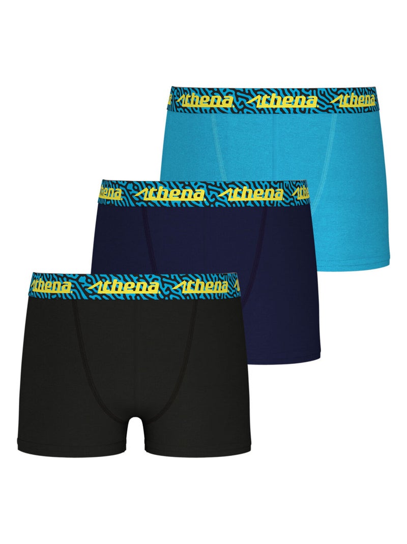 Lot de 3 boxers  Easy Fun Athena Noir Bleu - Kiabi