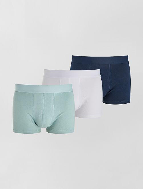 Lot de 3 boxers éco-conçus                                                                                                                                         bleu/blanc/vert 
