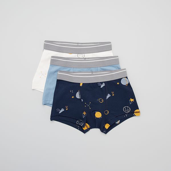 Lot de 3 boxers garçon - écru/bleu/marine - Kiabi - 8,00€