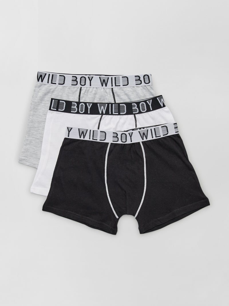Lot de 3 boxers en coton noir/gris - Kiabi