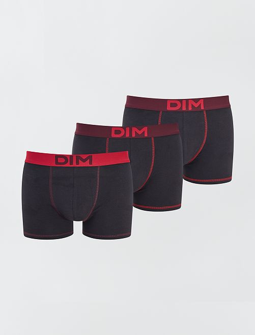 Lot de 3 boxers en coton stretch 'Dim'                                                     noir/fuchsia 
