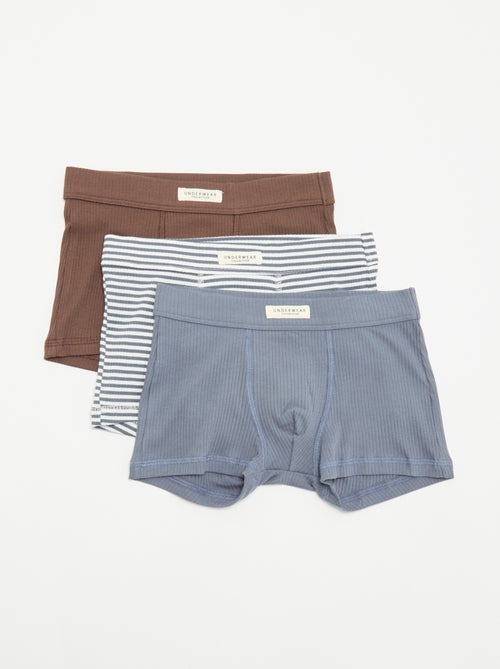 Lot de 3 boxers en maille côtelée - Kiabi Lot de 3 boxers en maille côtelée - Kiabi