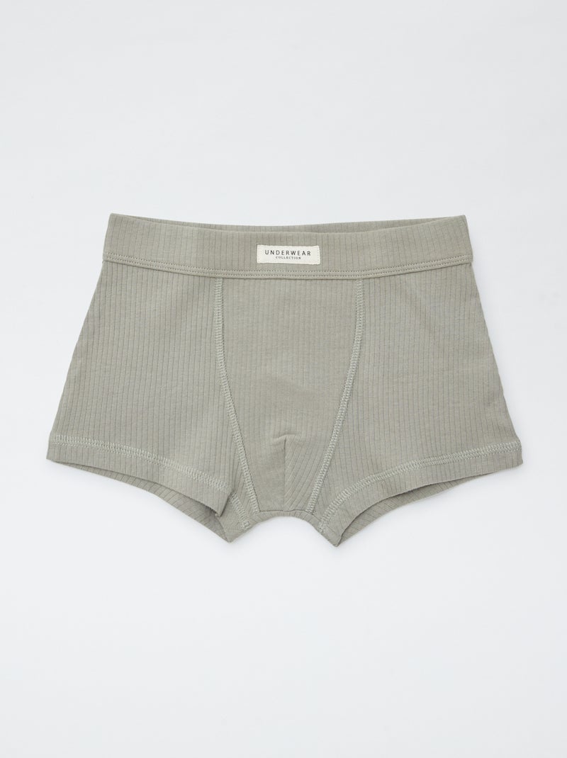 Lot de 3 boxers en maille côtelée Kaki - Kiabi