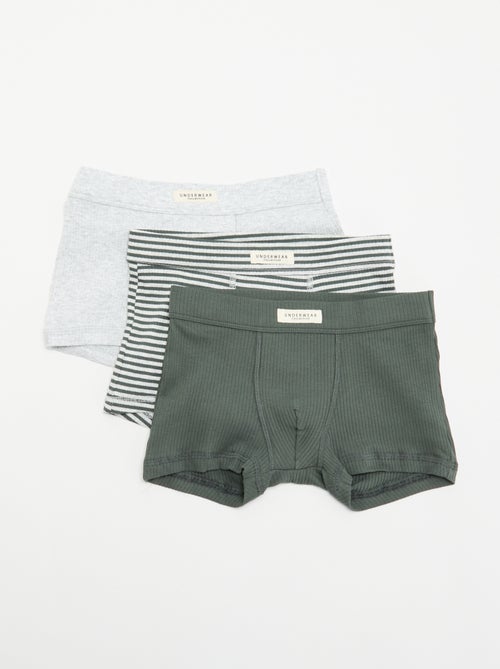 Lot de 3 boxers en maille côtelée - Kiabi Lot de 3 boxers en maille côtelée - Kiabi