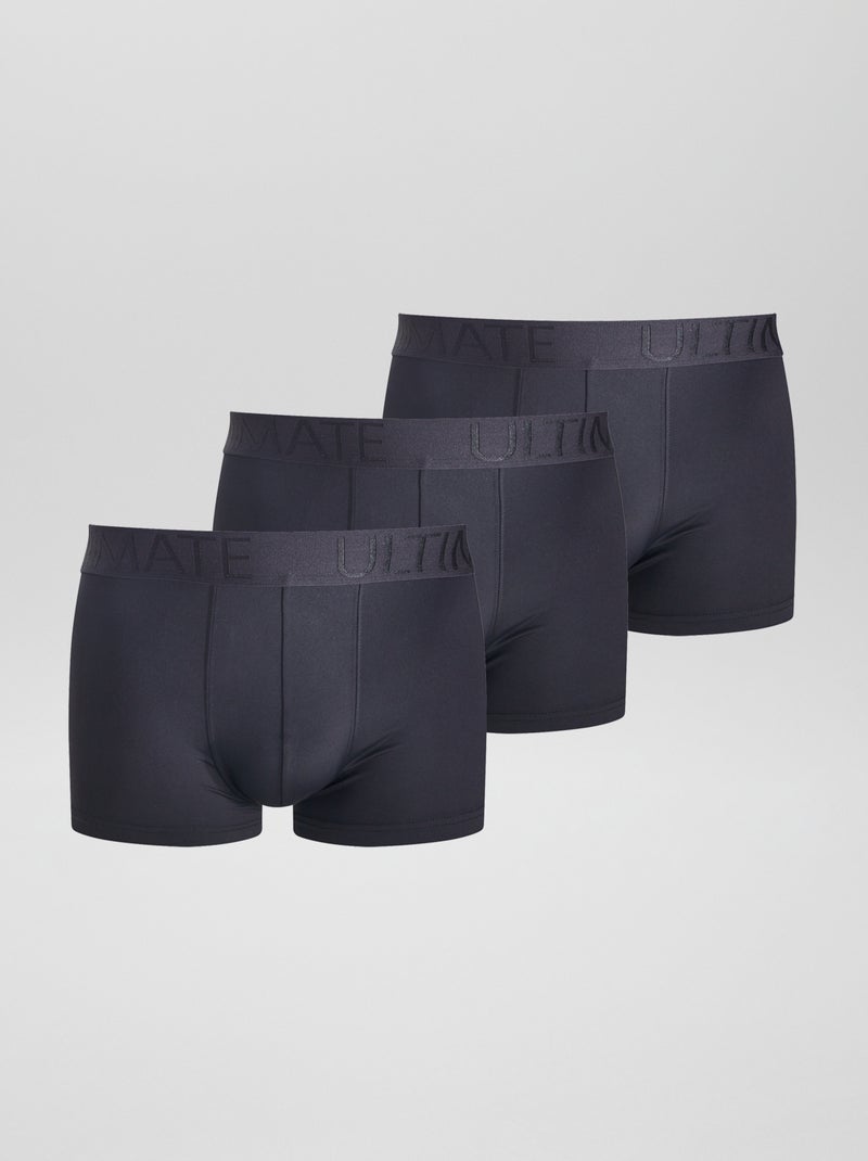 Lot de 3 boxers en microfibre stretch Noir - Kiabi