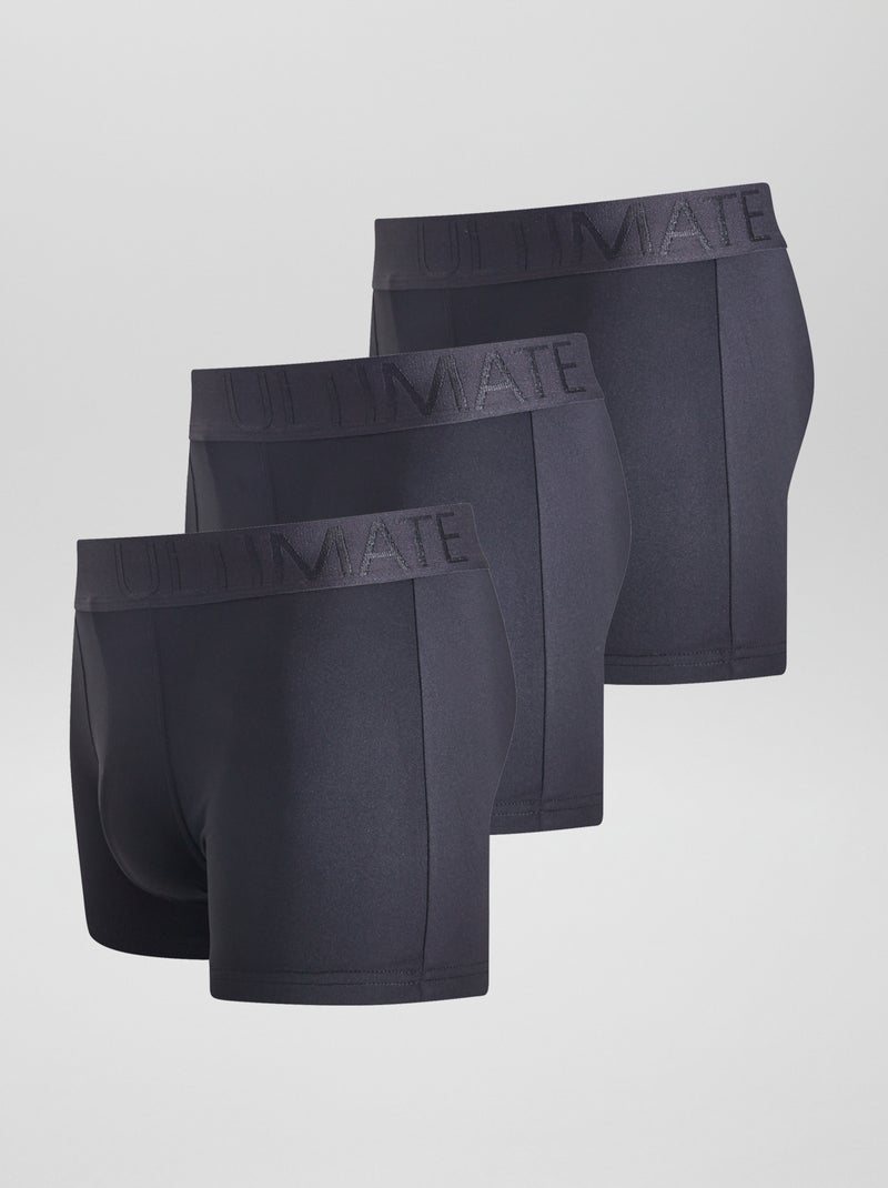 Lot de 3 boxers en microfibre stretch Noir - Kiabi