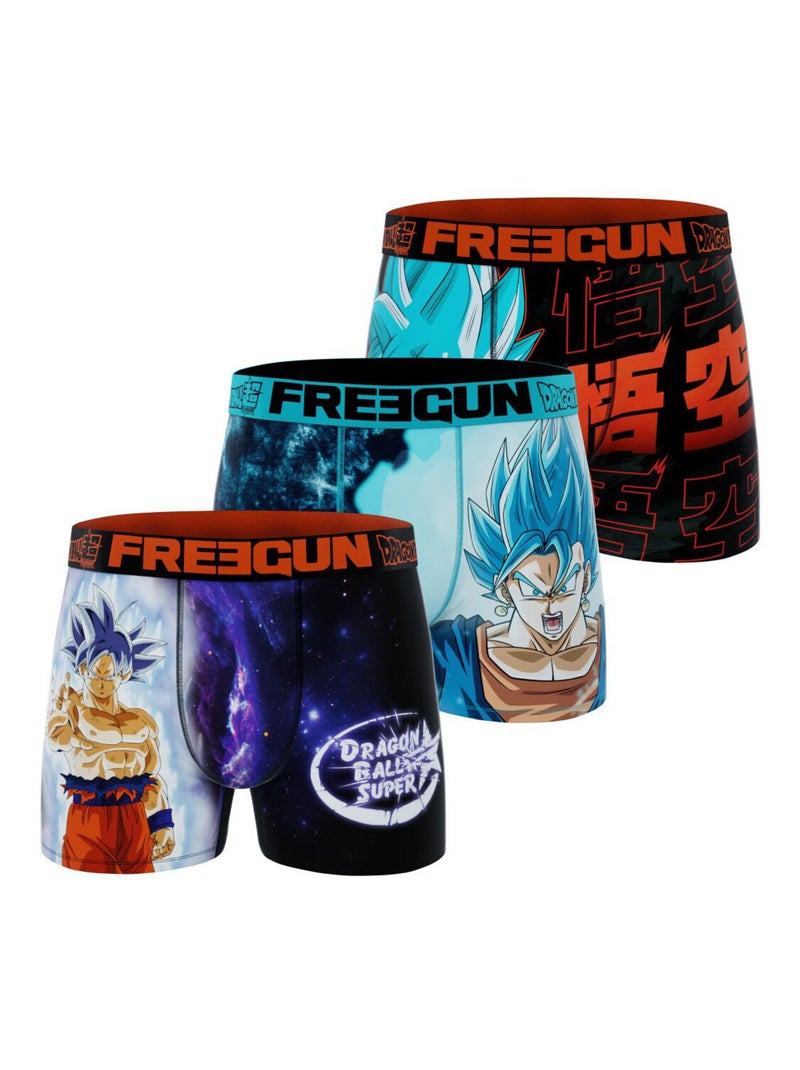 Lot de 3 boxers enfant Dragon Ball Super Ultra instinct Fusion Freegun Bleu Orange clair Noir - Kiabi