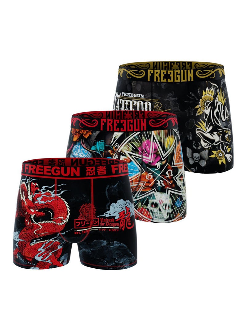 Lot de 3 boxers enfant Grunge Freegun Rouge - Kiabi
