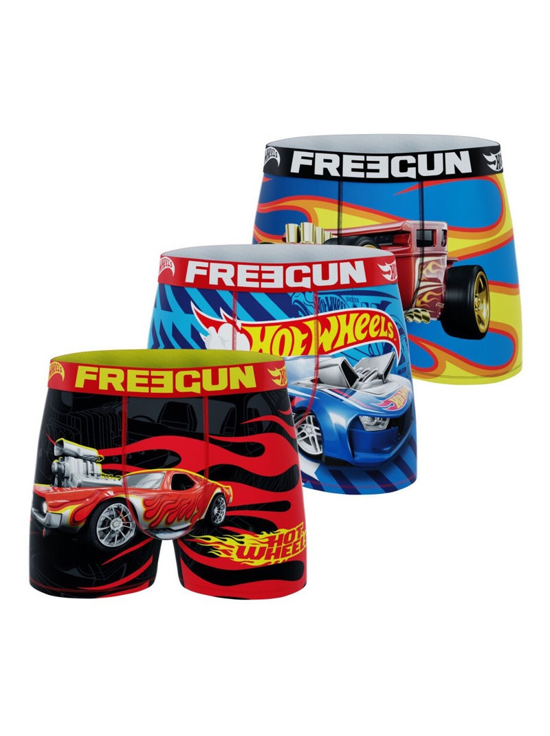 Lot de 3 boxers enfant Hot Wheels Freegun Bleu Jaune - Kiabi