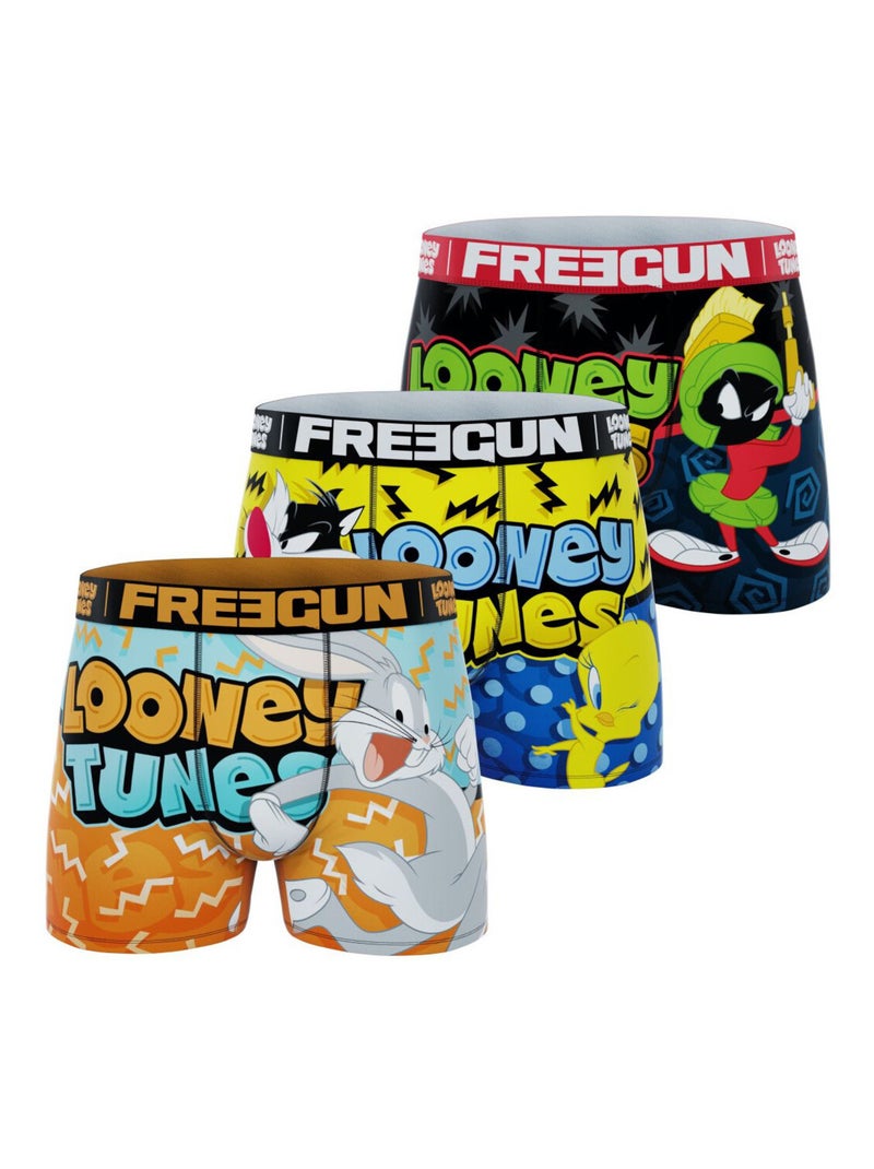 Lot de 3 boxers enfant Looney Tunes Bugs Bunny Gorminet Marvin Freegun Noir Orange clair Bleu - Kiabi