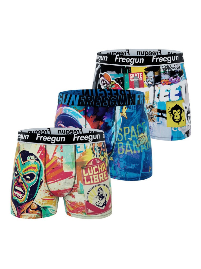 Lot de 3 boxers enfant Pop Summer Art Freegun Bleu - Kiabi