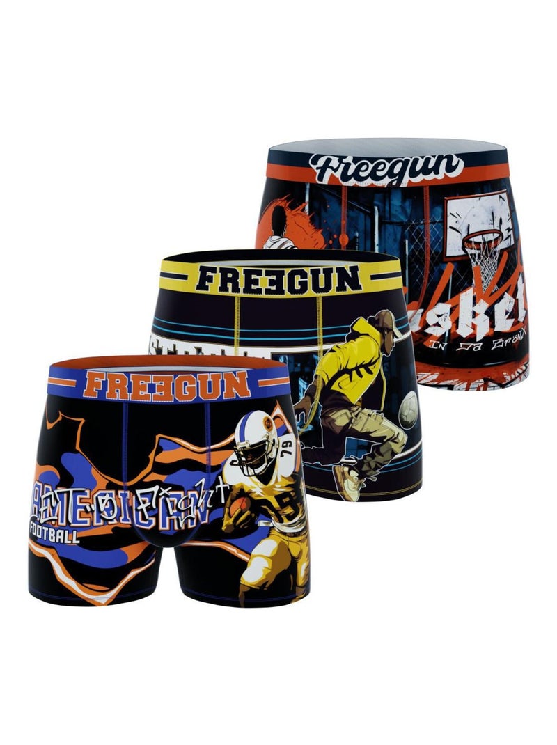 Lot de 3 boxers enfant Sport Usa Freegun Noir - Kiabi