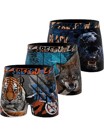 Lot de 3 boxers enfant wild animals freegun