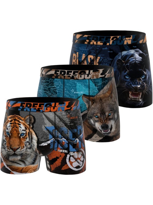 Lot de 3 boxers enfant wild animals freegun - Kiabi Lot de 3 boxers enfant wild animals freegun - Kiabi
