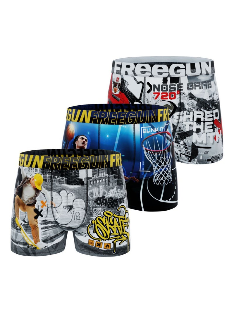 Lot de 3 boxers enfant Winter Sport Freegun Gris - Kiabi