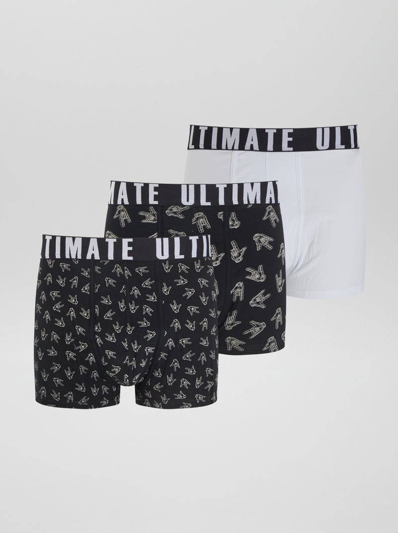 Lot de 3 boxers fantaisie Blanc/noir - Kiabi