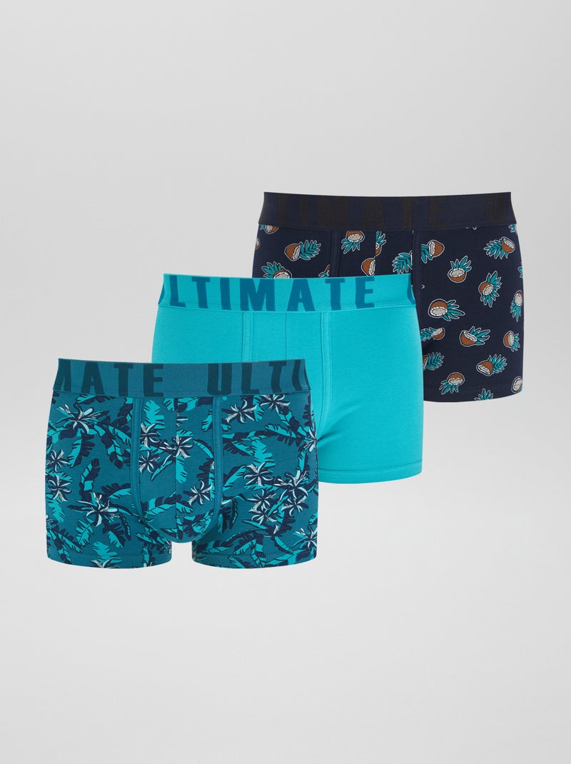 Lot de 3 boxers fantaisie Bleu - Kiabi
