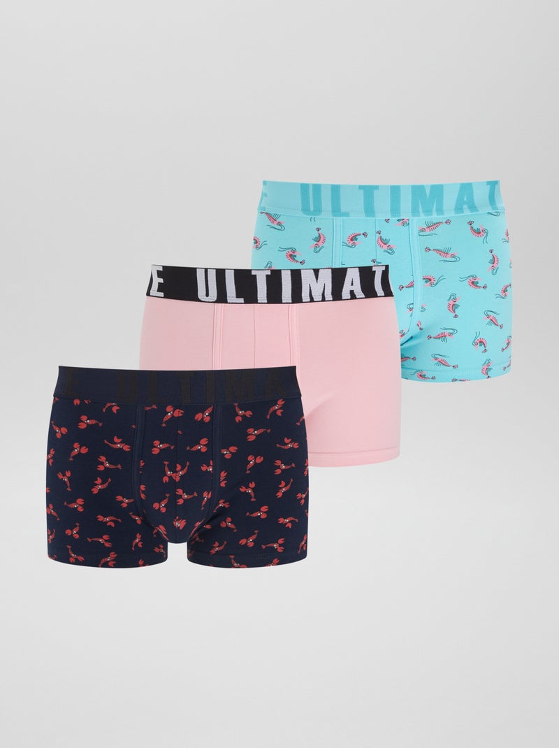 Lot de 3 boxers fantaisie BLEU - Kiabi