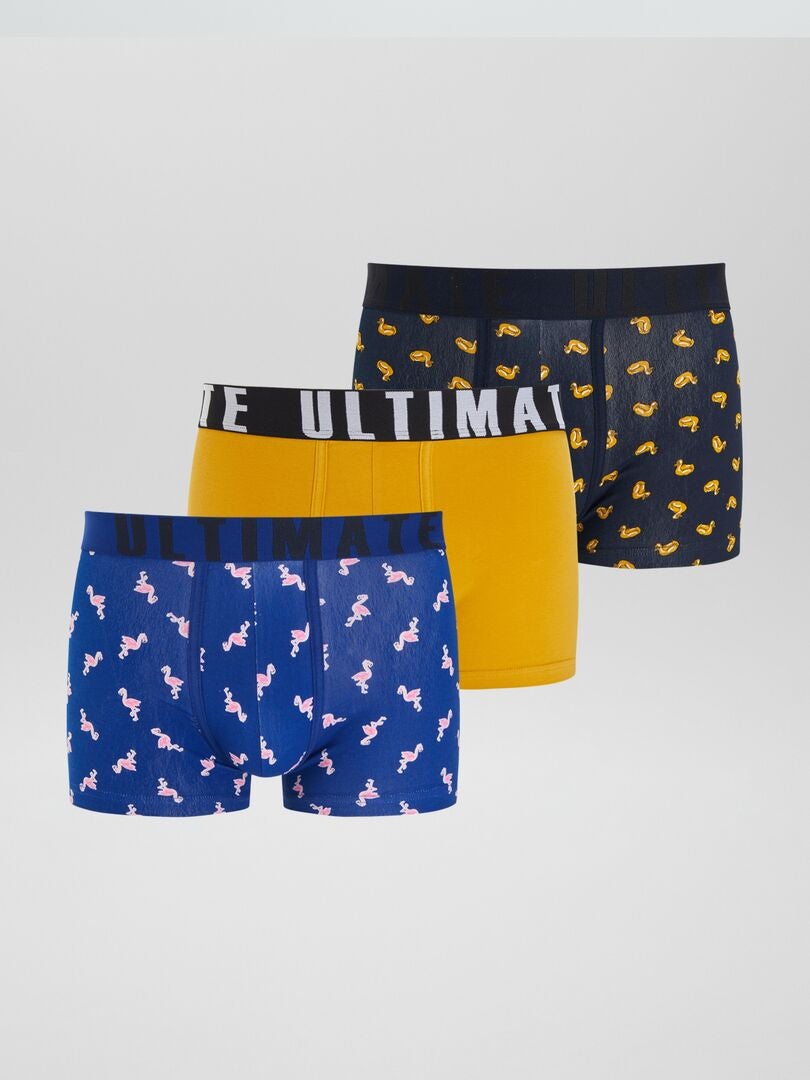 Lot de 3 boxers fantaisie Bleu/jaune - Kiabi