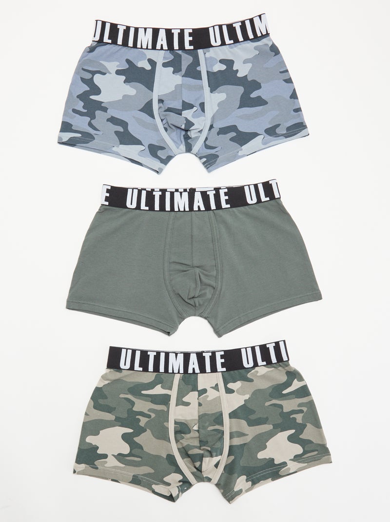 Lot de 3 boxers fantaisie Kaki - Kiabi