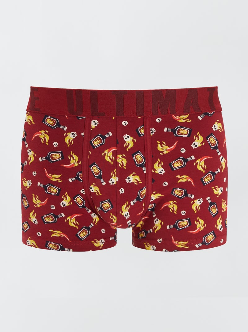 Lot de 3 boxers fantaisie Marine/rouge - Kiabi
